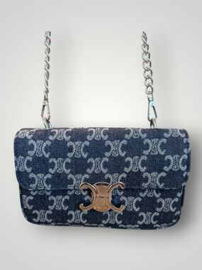 Source Unknown Denim Monogram Chain Crossbody - Blue